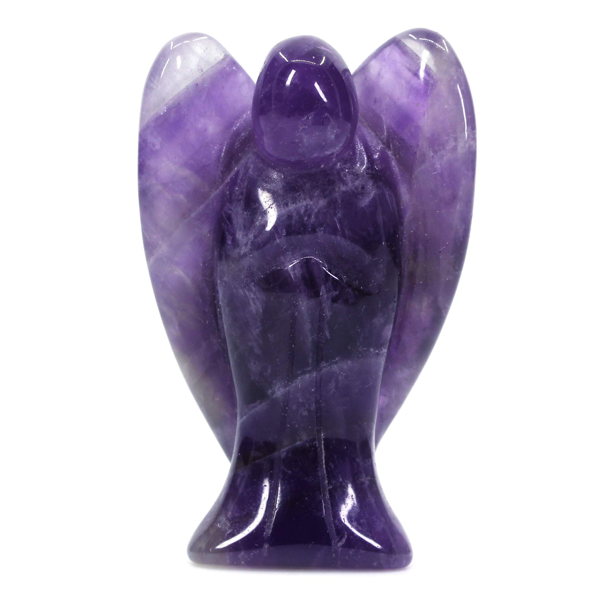Natural Dark Amethyst Crystal Gemstone Peace Angel Pocket Guardian Healing Statue 2 Inch