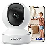 REOLINK 4MP Indoor Security Camera E1, Plug-in 2.4G Wireless WiFi 6 for Baby/Pet Monitor with Phone app, 360 Degree Dog Camera with Person/Pet Detection, Night Vision, 2-Way Talk, Local Storage