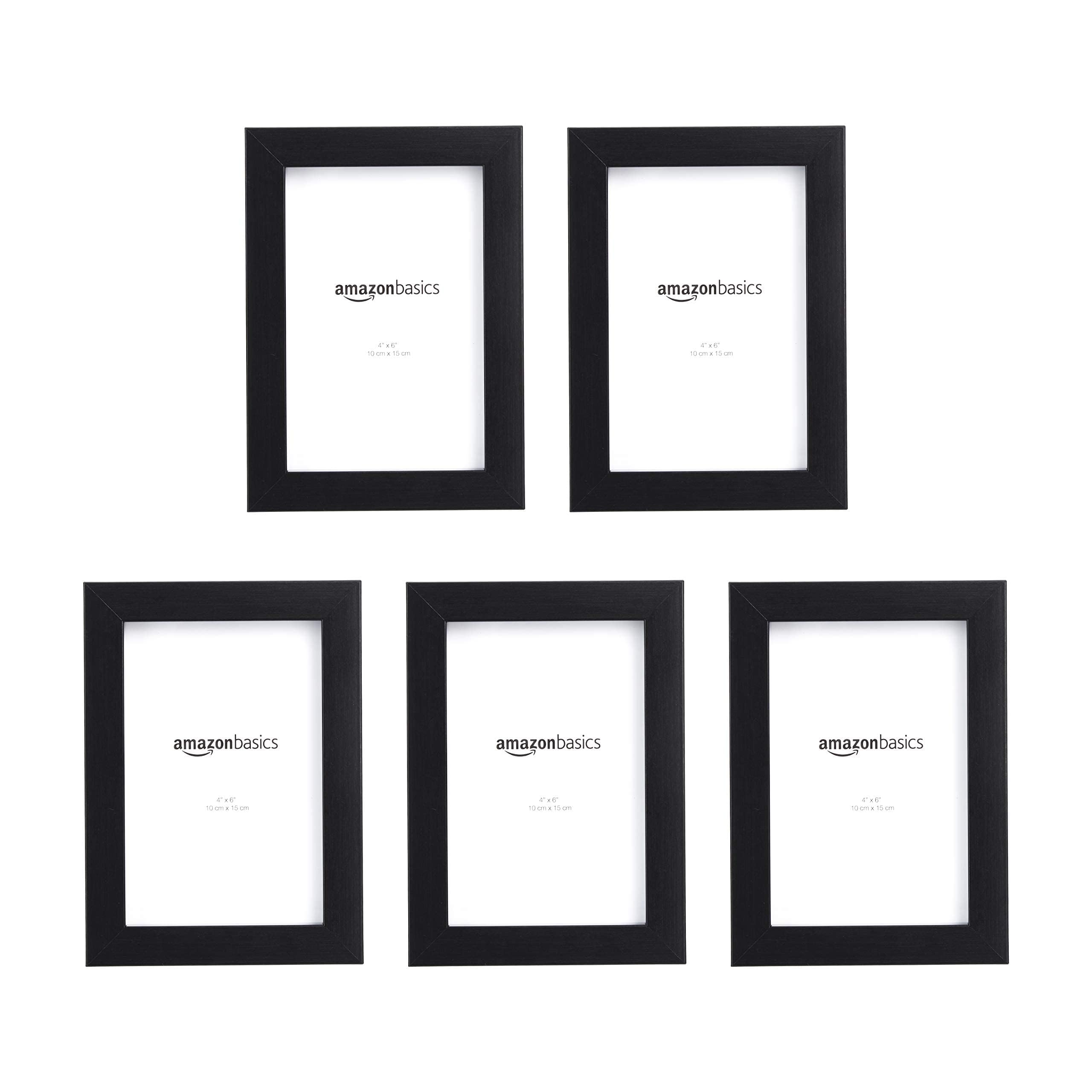 Photo 1 of Amazon Basics Rectangular Photo Picture Frame, 6 x 4 inches, Pack of 5, Black