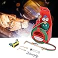 Portable Oxy Acetylene Torch Kit,Professional Oxygen and Acetylene Tanks,Long Pipe Brass Nozzle Welding Brazing Cutting Torch Kit with Gauge,Oxyacetylene Welding and Cutting Torch Kit
