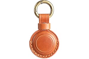 KEEPXYZ Genuine Leather Airtag Holder Suitable for Apple Airtag Keychain Leather, Small Air Tag Holder with Key Rings, Protective Airtag Case Cover Accessories - Brown V1.0