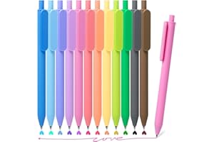 Drawdart Gel Pens 12 Colors Retractable Quick Dry Ink Pens Fine Point 0.7mm, Smoooth Writing Pens Multicolor for Journaling, Drawing, Doodling, and Note Taking, Multicolor, 12-Count