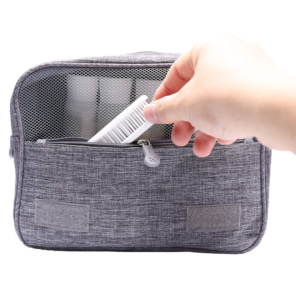 Hanging Toiletry Bag Water Resistant, Travel Wash Bags Cosmetic Bags with 8 Pouches, Bathroom Shower Organizer Portable Durable for Men and Women (Grey)