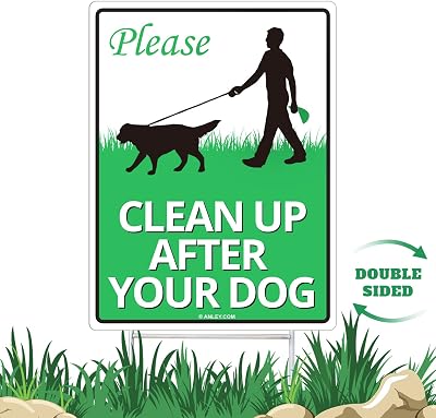 Anley Yard Sign No Pooping Dogs 12x9 with Metal H Stake Stand Outdoor