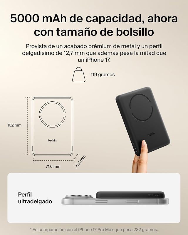BoostCharge 5000 mAh Bateria Externa com Anel Magnético - Preto