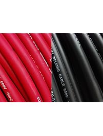 TEMCo WC0180-50' (25' Blk, 25' Red) 2 Gauge AWG Welding Lead & Car Battery Cable Copper Wire BLACK + RED | MADE IN USA