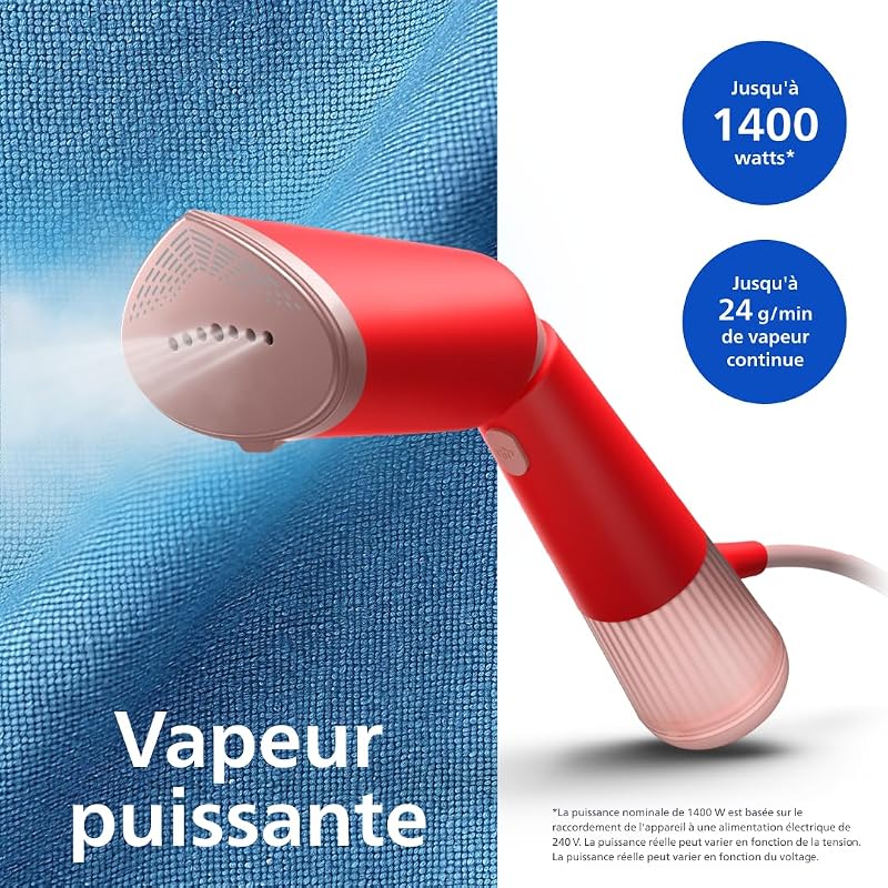 défroisseur à main 5000, 24 g/min, 1300W, tête inclinable, rouge — photo 3 sur 8