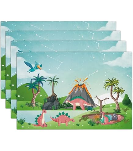 20 stuks antislip dinosaurus placemat, 30 x 46 cm kleverige