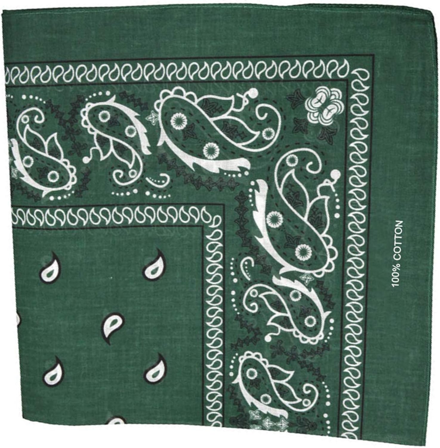 WedDecor Deep Green Bandana For Men Women Cotton Unisex Paisley Head Scarf Wide Headband Fashion Accessory for Riding Motorcycling