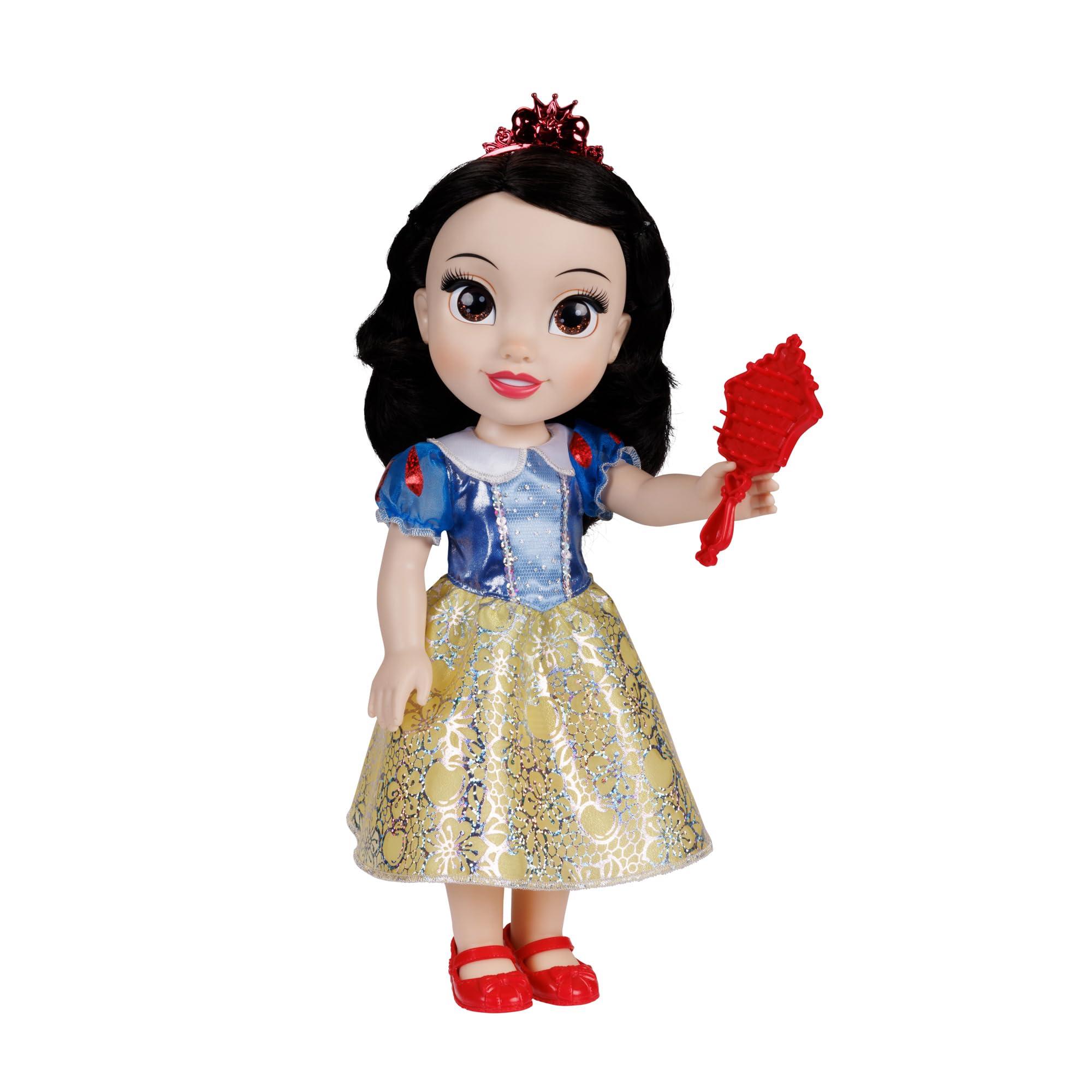 Disney Princess Snow White Fashion Doll, 14” / 35cm Tall Doll with Royal Reflection Eyes Includes Shimmery Platinum Holofoil Printed Removable Dress, Shoes, Tiara and Brush, Perfect for Girls Ages 3+