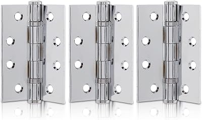 XFORT 4 Inch Polished Chrome Ball Bearing Hinges 80kg 1.5 Pairs