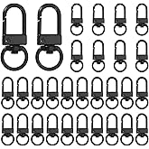 uxcell 30pcs Metal Lobster Claw Clasps, Swivel Lanyards Trigger Snap Hooks Keychain Strap with Key Ring for Jewelry Making Purse Bag Key Chains Connector, Black