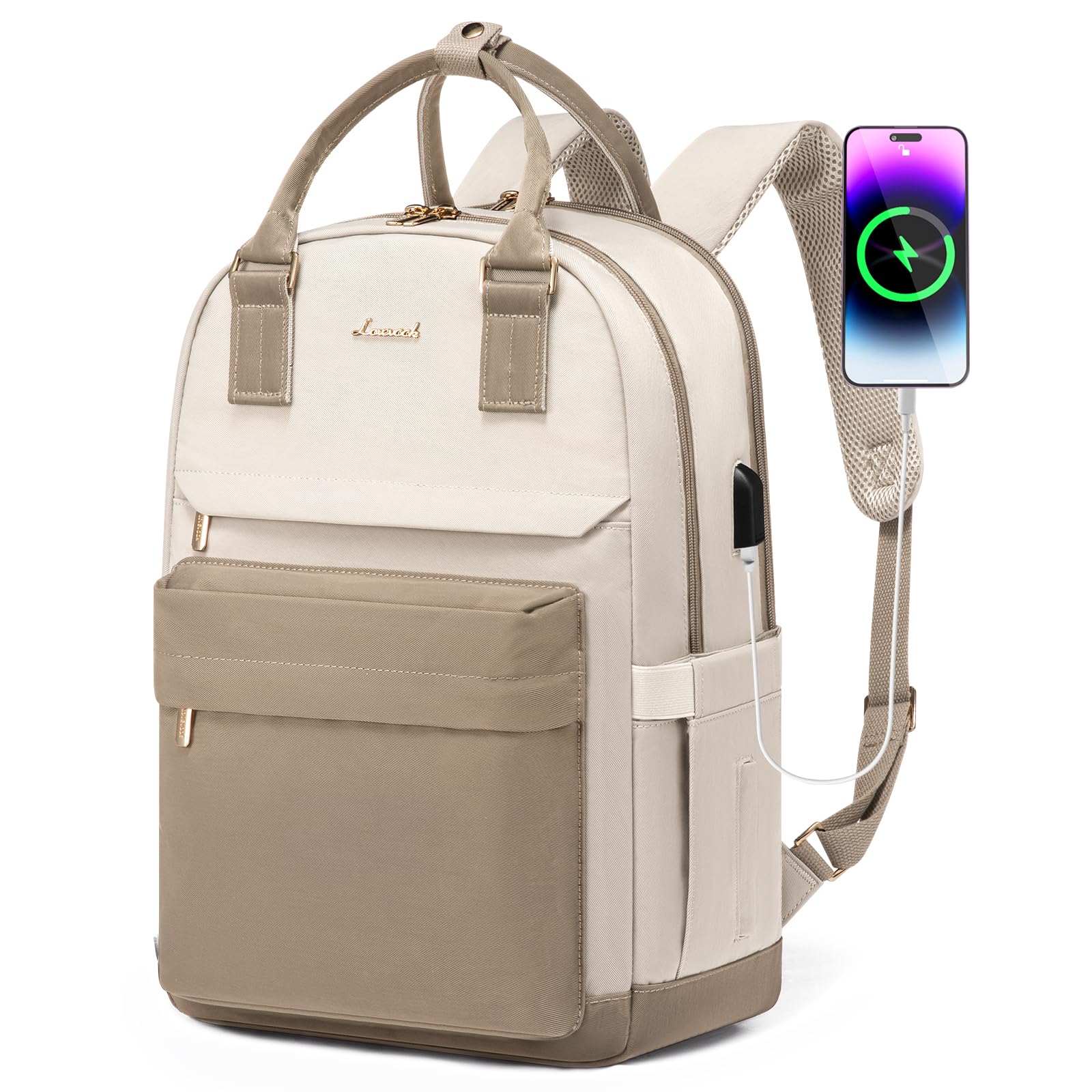Laptop Backpack Women, Purse WaterproofTravel Back Pack with USB Charging Port Mini Backpack for Women, Waterproof Stylish Daypack Purse  main image 2