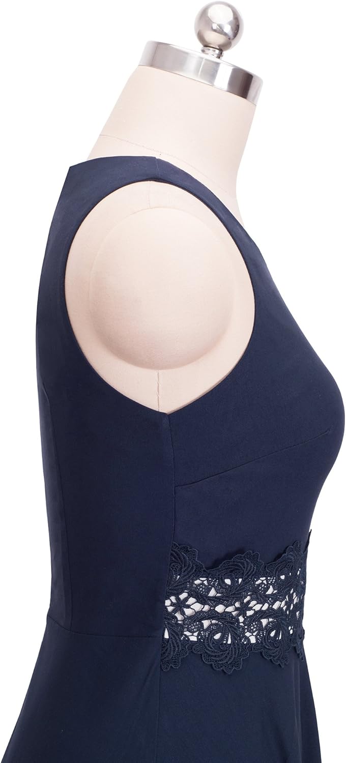 HOMEYEE Women's Sleeveless Cocktail A-Line Embroidery Party Summer Wedding Guest Dress A079: Clothing
