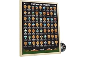 PALETTES AND PRINTS US National Parks Scratch Off Poster - National Park Gifts - National Park Map - National Park Posters - National Parks Scratch Off Travel Map - National Park Decor - National Park Wall Art 12”x16”