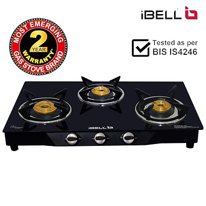 Amazon In Buy Ibell Mecano 03b Glass Top Gas Stove 3 Burner