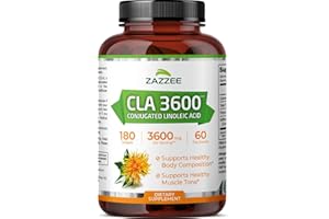Zazzee High Potency CLA 3600, 180 Softgels, 3600 mg per Serving, Conjugated Linoleic Acid from Safflower Oil, Concentrated and Standardized, 60 Day Supply, Non-GMO and Made in The USA