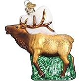 Old World Christmas Elk Glass Blown Ornament for Christmas Tree, Handcrafted Holiday Decoration, Wildlife Animal Collection
