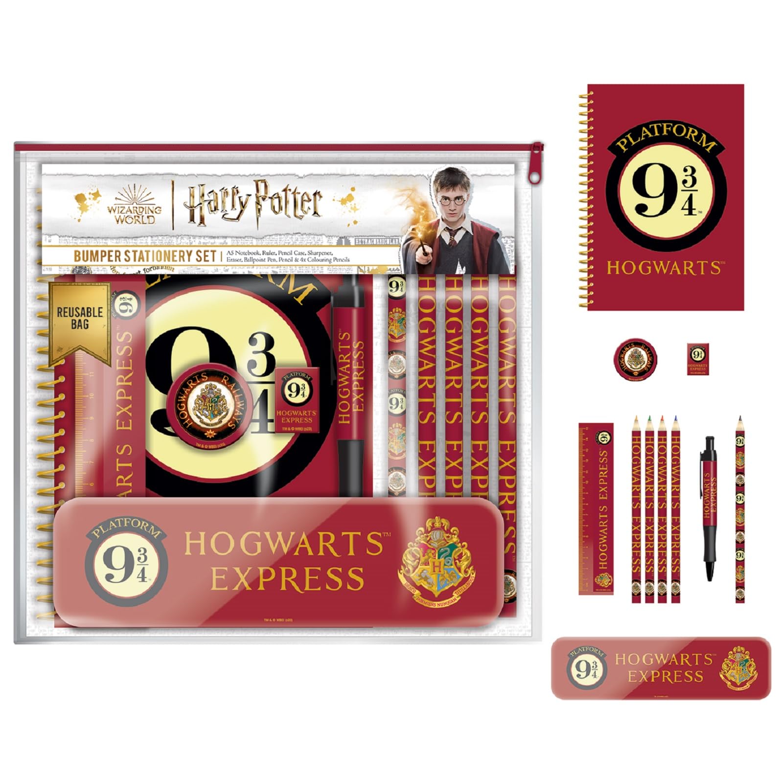 Harry Potter Bumper Stationery Set (Platform 9 3/4 Design) Harry Potter Gifts for Girls and Boys, Harry Potter Gifts for Women and Men - Official Merchandise