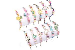 Lorfancy 12 Pcs Kids Girls Bracelets Jewelry Women Unicorn Animal Friendship Bracelet Pendant Teen Toddler Baby Cute Adjustable Multicolor Woven Pretend Play Bracelet