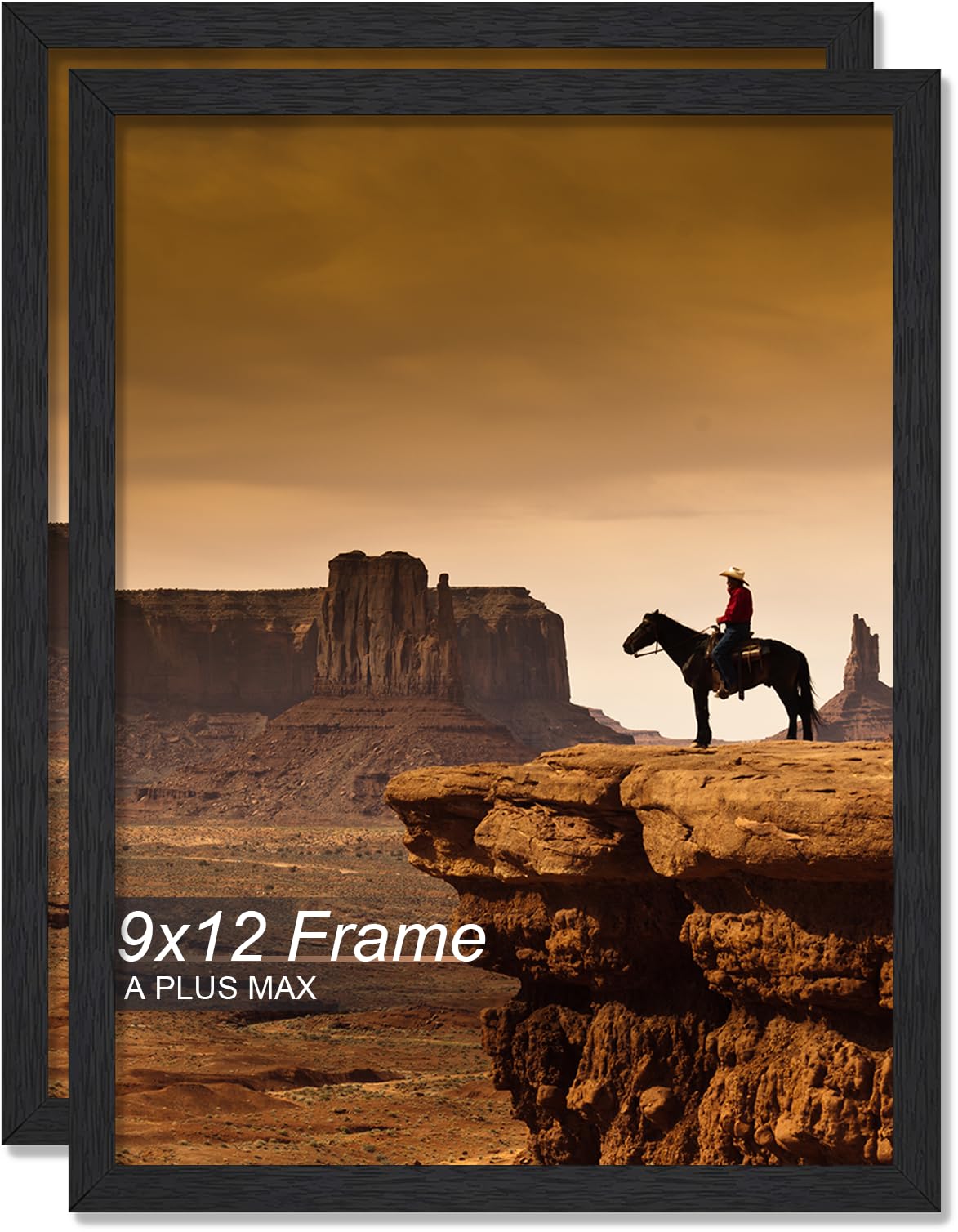 9x12 Picture Frame Set of 2 Black Light Weight Tabletop and Wall Mount
