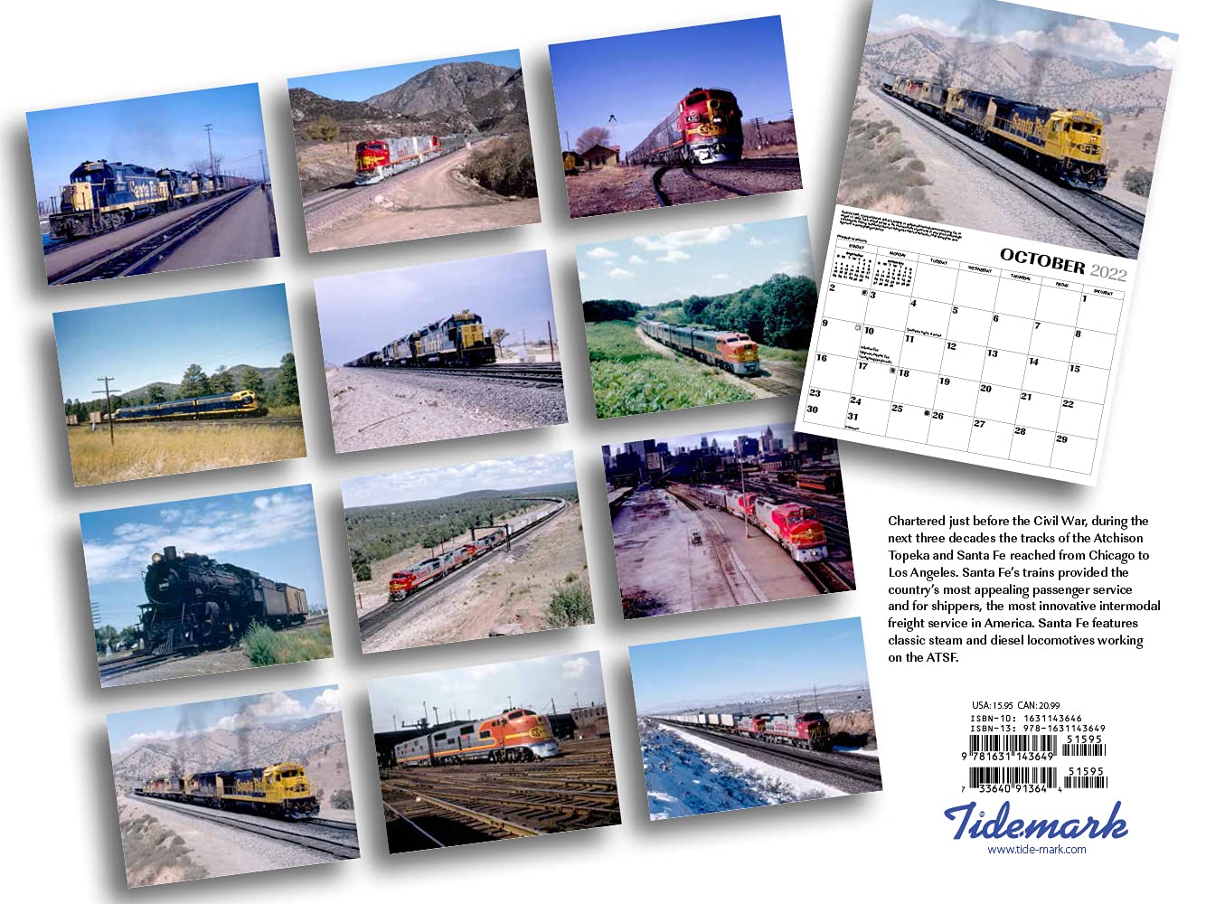 Santa Fe 2022 Calendar Santa Fe Railway 2022 Calendar: Tide-Mark: 9781631143649: Amazon.com: Books