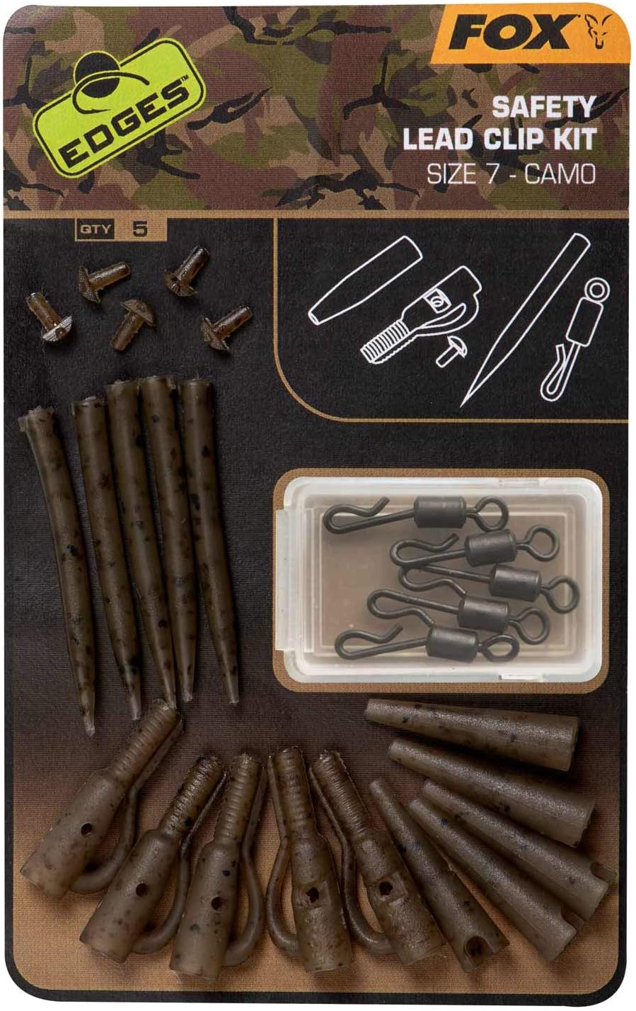Fox Edges Camo Safety Lead Clip Kit Size 7 CAC780 Amazon.co.uk Sports