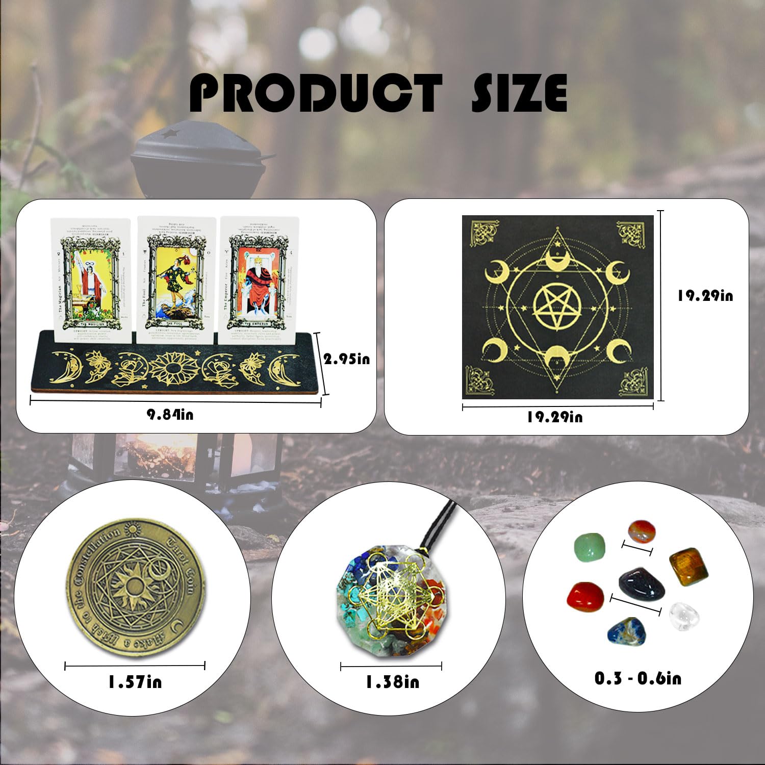 Knana 11Pcs Tarot Card Holder Set Wooden Tarot Card Stand Tarot Accessories Divination Tools Witchcraft Decorations Wiccan Altar Supplies