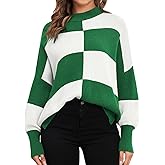 ZAFUL Womens 2025 Trendy Sweater Checkered Oversized Pullover Sweaters Side Slit Cozy Fall Winter Jumper Tops