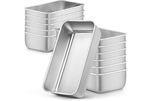 LIANYU Bread Loaf Pans Set of 12, 9x5 Inch Stainless Steel Bread Baking Pans for Homemade Sourdough, Sandwich, Meatloaf, Easy