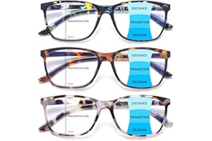 Ronecool 3 Packs Progressive Multifocus Reading Glasses Blue Light Blocking Spring Hinges Stylish Ladies Pattern Readers