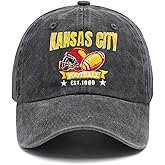 Embroidered City Football Hat, Adjustable Unisex Cotton Baseball Cap, Vintage Washed Cotton Denim Fan Cap for Men Women