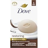 Dove Beauty Bar Soap Restoring Coconut & Cocoa Butter 6 Count 3.75 oz | For Restored Skin, Nourishes Skin