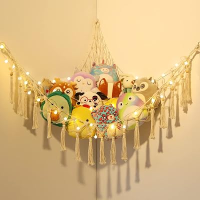 VISATOR Toy Hammock For Stuffed Animals Macrame Teddy Bear Holder 55"