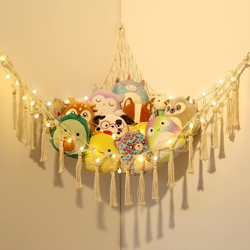 VISATOR Toy Hammock For Stuffed Animals Macrame Teddy Bear Holder 55"