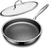 KURRUNGIE Non Stick Frying Pans with lid, 10 inch Hybrid Frying Pans Nonstick, non stick Stainless Steel Skillets, Dishwasher and Oven-Safe, nonStick Cookware, Induction Compatible Cooking Pan