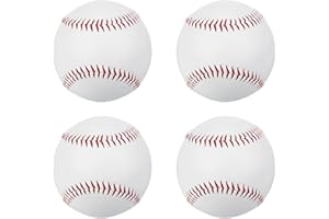 4pcs LNGJIN Baseball, 9" Leather, Official Size, Unmarked & Soft, for League Play, Training & Pitching