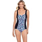 ShapeSolver Womens Shirred Princess Seam Girl Leg One Piece