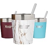 Healthy Human Stainless Steel Tumbler with Straw | Splash Proof Insulated Travel Cruiser Cup | Eco-Friendly Coffee Tumblers with Straws Cleaner & Splash Proof Lid (12oz, Stone Gold)