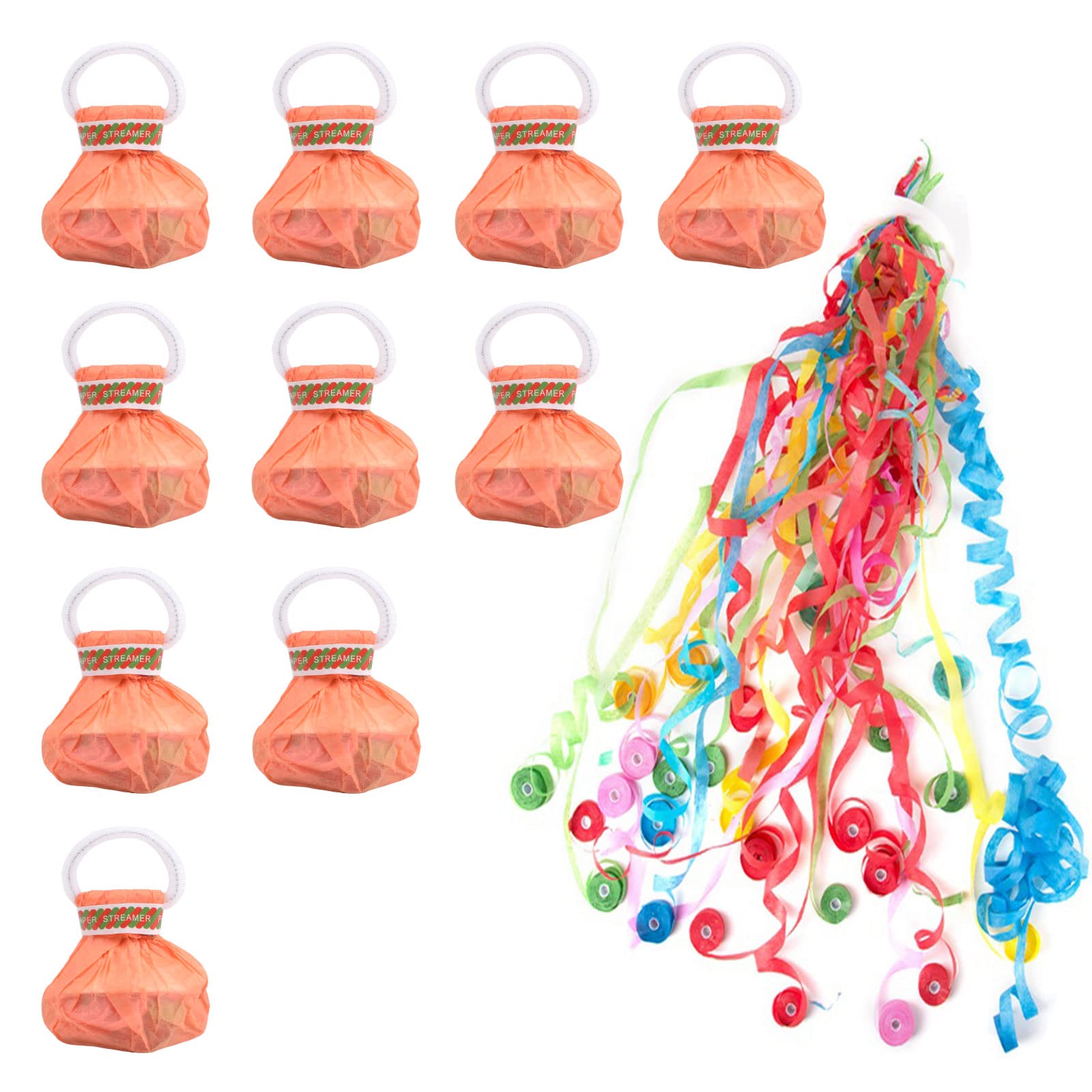 URROMA 10 PCS Party Poppers Hand Throw, Throw Colorful Long Hand-throwing Ribbons Magic Spider Silk Confetti Poppers for Party New Years Shows Graduation Celebrations