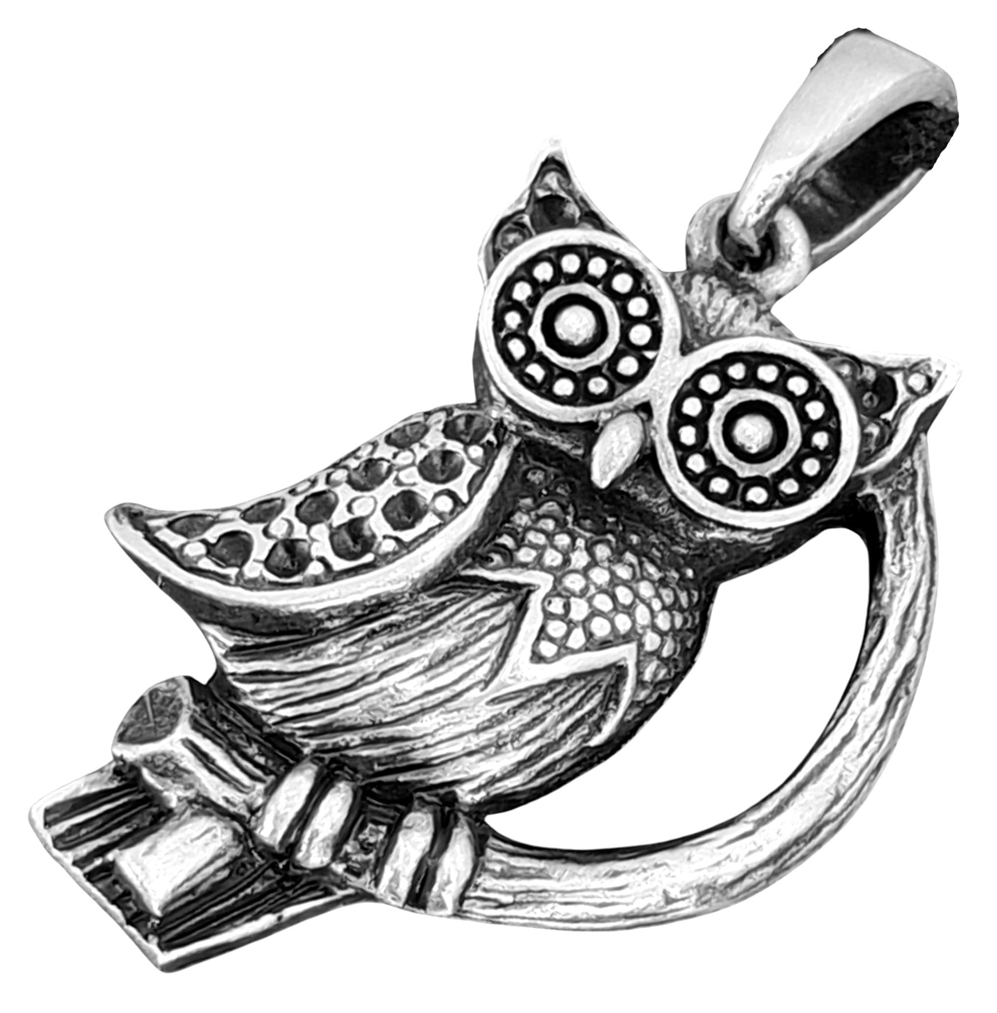 Kiss of Leather Owl Pendant Made of Pewter No. 117