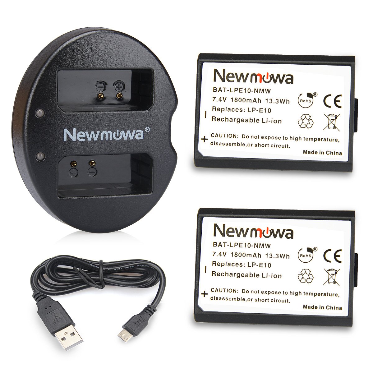 Dual and Pack) (2 Battery Replacement Newmowa LPE10 USB X50 Kiss 1200D