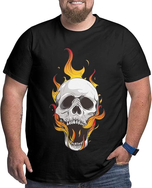 Download Amazon.com: Vector Skull and Flames Men's Cool Vector Skull and Flames Big and Tall Dad Fishing ...