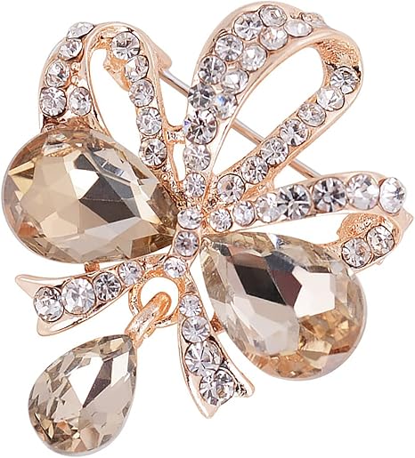 Amazon Co Jp レディースブローチ ブローチ レディース スーツ ジャケット 胸元 ジュエリー エレガント シャンパン 合金 ラインストーン 4 5 4cm ホーム キッチン