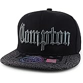 Trendy Apparel Shop Compton Old English Font Embroidered Bandana Flatbill Cap