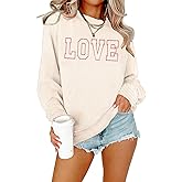 Valentines Sweatshirt Women Love Heart Shirt Cute Love Sweatshirts Valentine Day Lightweight Embroidered Pullover Tops