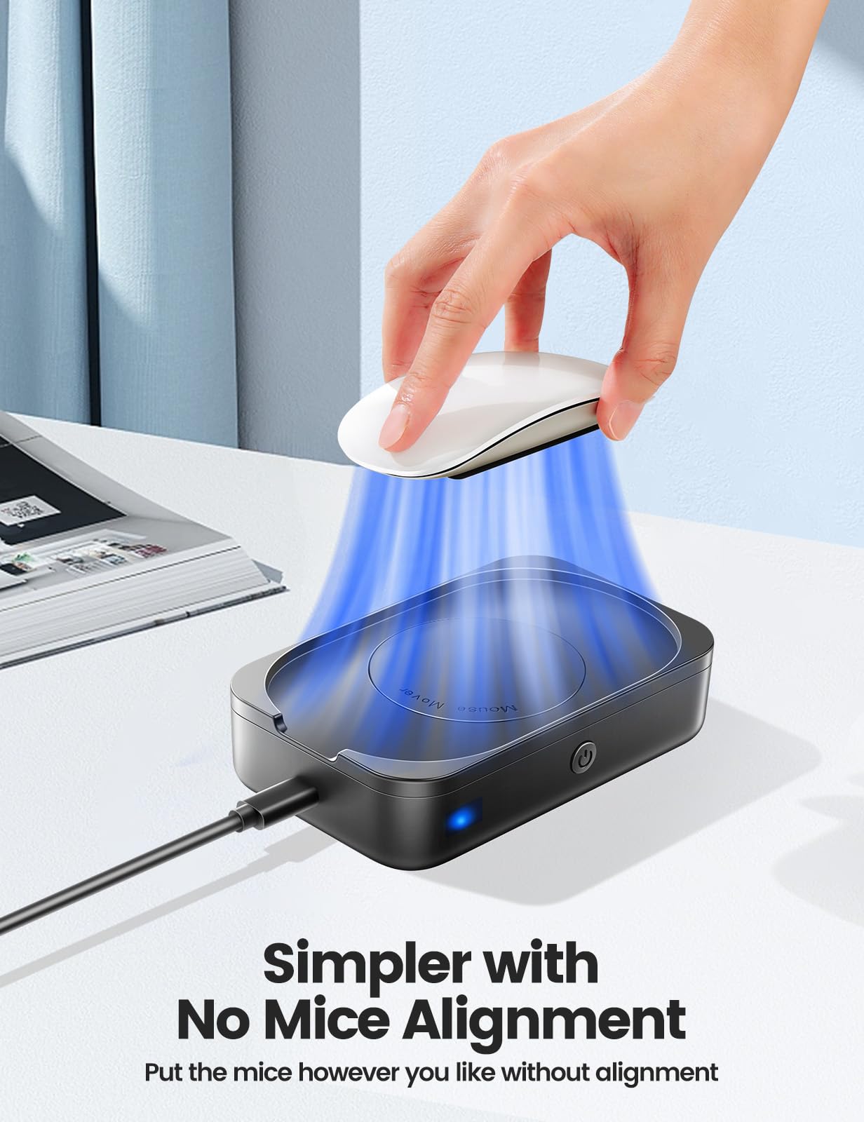 Meatanty Easier-to-Use Mouse Jiggler, 100% Undetectable Mouse Mover, Automatic Mouse Shaker Wiggler Computer Moving Device Pad, Mechanical Random Vibration for Office Remote Work and Life Balance