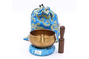 SANSKAR NEPAL Tibetan Hand Hammered Singing Bowl - 3.5 Inch Diameter - For Meditation, Yoga, Sound Therapy, Spiritual Healing, Prayer, Mind and Body Relaxation (3.5") (SKY BLUE)