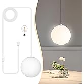 KoKo&Yukina 8" Globe Pendant Light White Plug in Pendant Light Adjustable Hanging Lights with Plug in Cord Matte White Finish