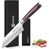 PAUDIN Santoku Knife, Chef Knife 5 inch Ultra Sharp Kitchen Knife, Japanese Chef Knife with Sheath, High Carbon Stainless Steel, Ergonomic Pakkawood Handle